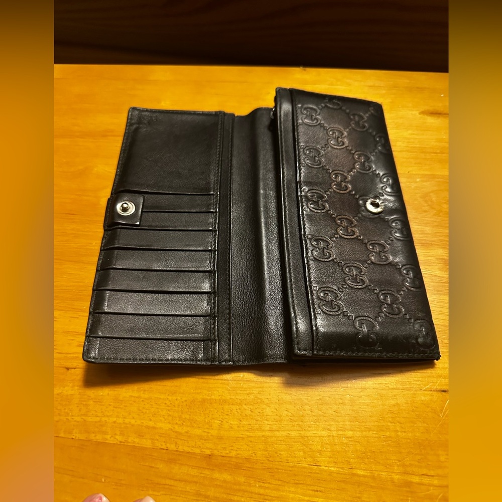Gucci Black Embossed Leather Long Flap Wallet - Picture 12 of 12